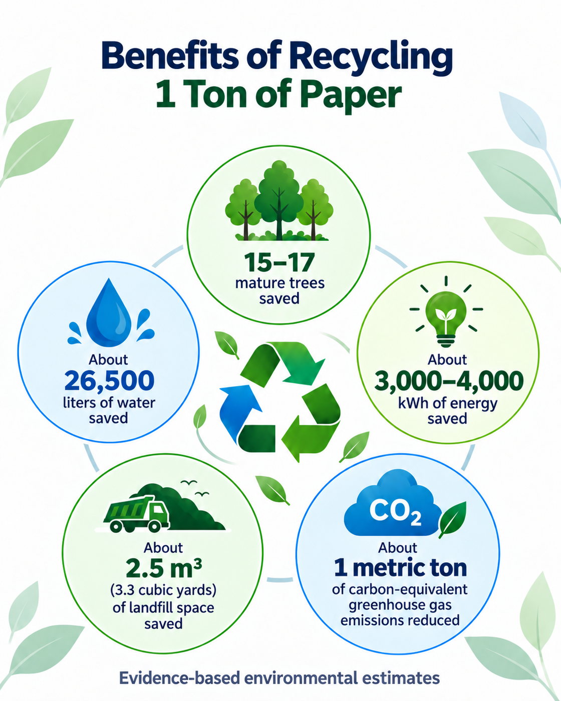 Environmental benefits of recycling one tonne of paper